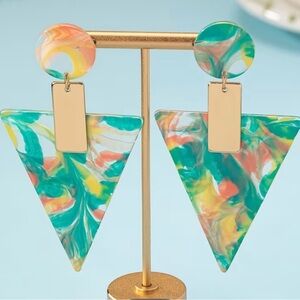 Colorful Triangle Dangle Earrings